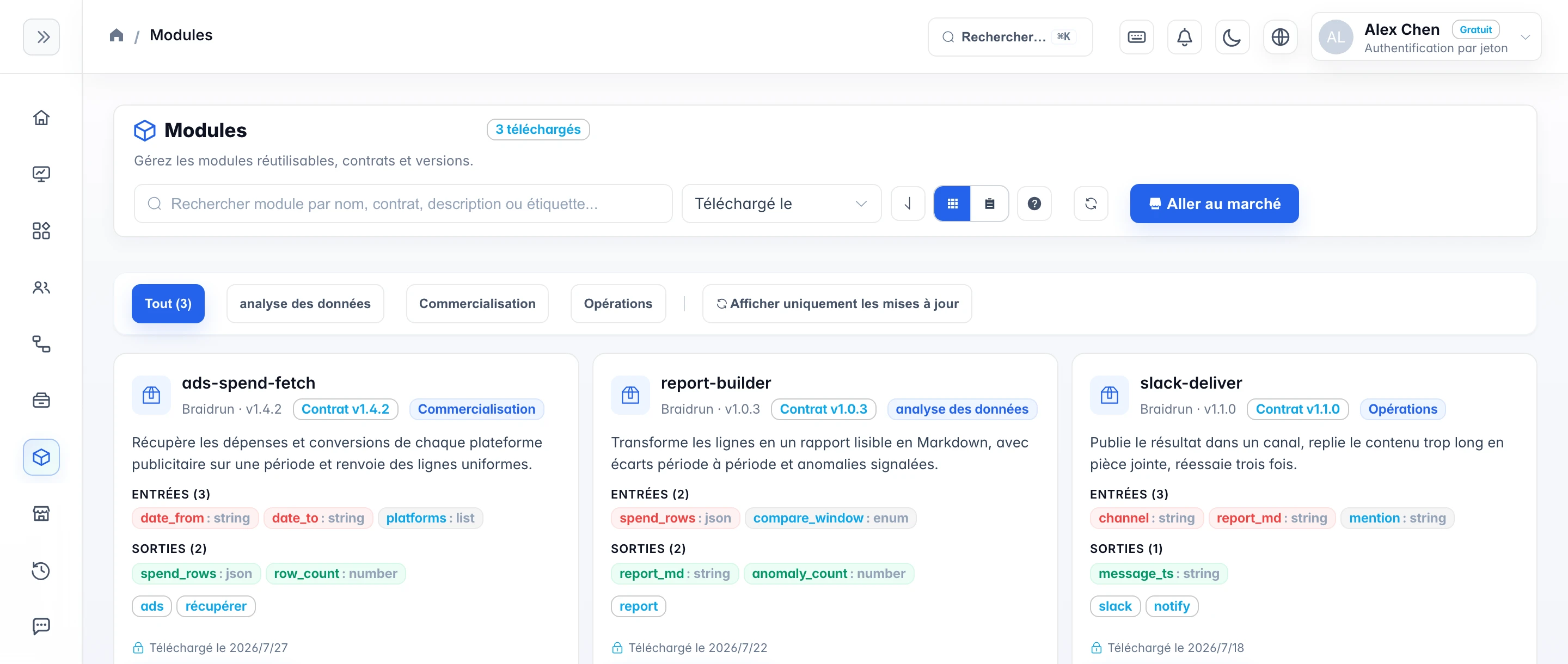 Capture de la bibliothèque de modules Braidrun